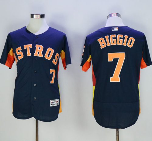 Astros #7 Craig Biggio Navy Blue Flexbase Authentic Collection Stitched MLB Jersey - Click Image to Close